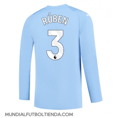 Camiseta Manchester City Ruben Dias #3 Primera Equipación Replica 2023-24 mangas largas